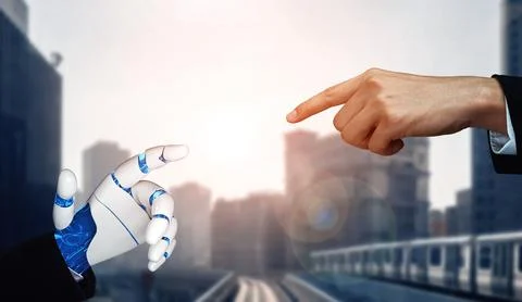 MLP Future artificial intelligence robot and cyborg. Stock Illustration