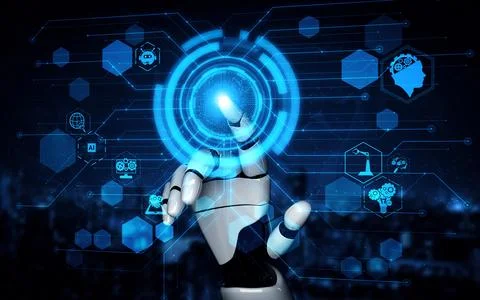 MLP Future artificial intelligence robot and cyborg. Stock Illustration