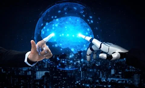 MLP Future artificial intelligence robot and cyborg. Stock Illustration