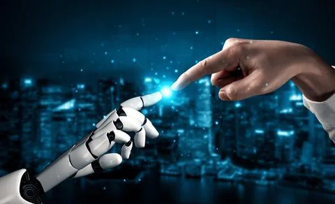 MLP Future artificial intelligence robot and cyborg. Stock Illustration