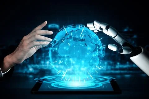 MLP Future artificial intelligence robot and cyborg. Stock Illustration