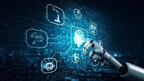 MLP Future artificial intelligence robot and cyborg. Stock Illustration