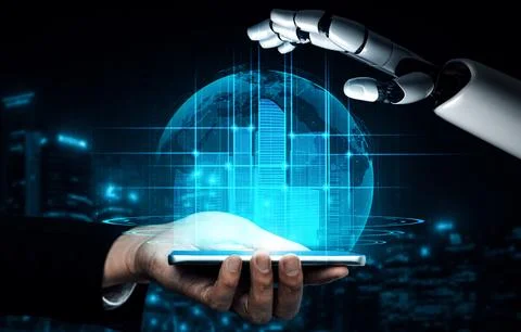 MLP Future artificial intelligence robot and cyborg. Stock Illustration