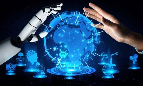 MLP Future artificial intelligence robot and cyborg. Stock Illustration