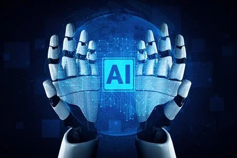 MLP Future artificial intelligence robot and cyborg. Stock Illustration