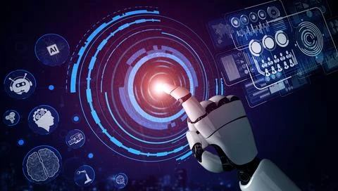 MLP Future artificial intelligence robot and cyborg. Stock Illustration