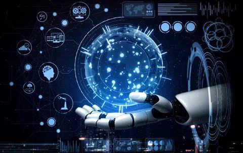 MLP Future artificial intelligence robot and cyborg. Stock Illustration