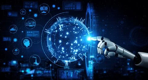 MLP Future artificial intelligence robot and cyborg. Stock Illustration