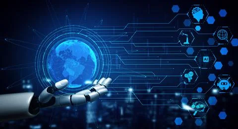 MLP Future artificial intelligence robot and cyborg. Stock Illustration