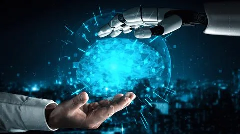 MLP Future artificial intelligence robot and cyborg. Stock Illustration