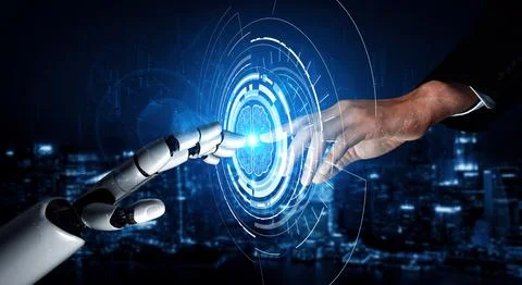 MLP Future artificial intelligence robot and cyborg. Stock Illustration