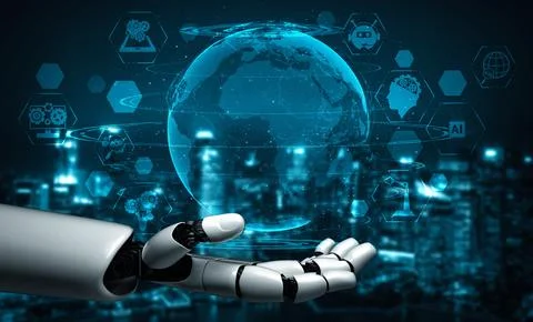 MLP Future artificial intelligence robot and cyborg. Stock Illustration