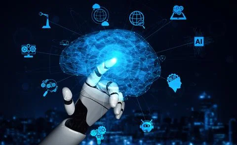 MLP Future artificial intelligence robot and cyborg. Stock Illustration