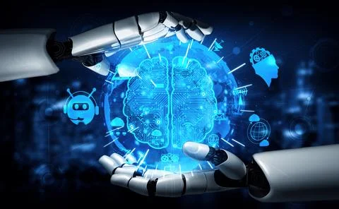 MLP Future artificial intelligence robot and cyborg. Stock Illustration