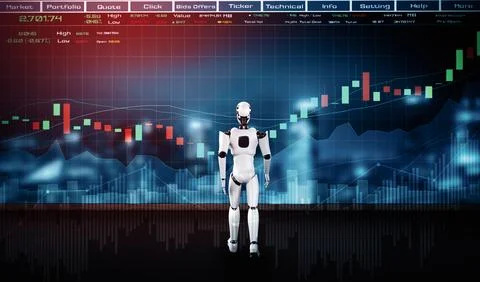 MLP Future financial technology controlled by AI robot using machine learning イラスト素材