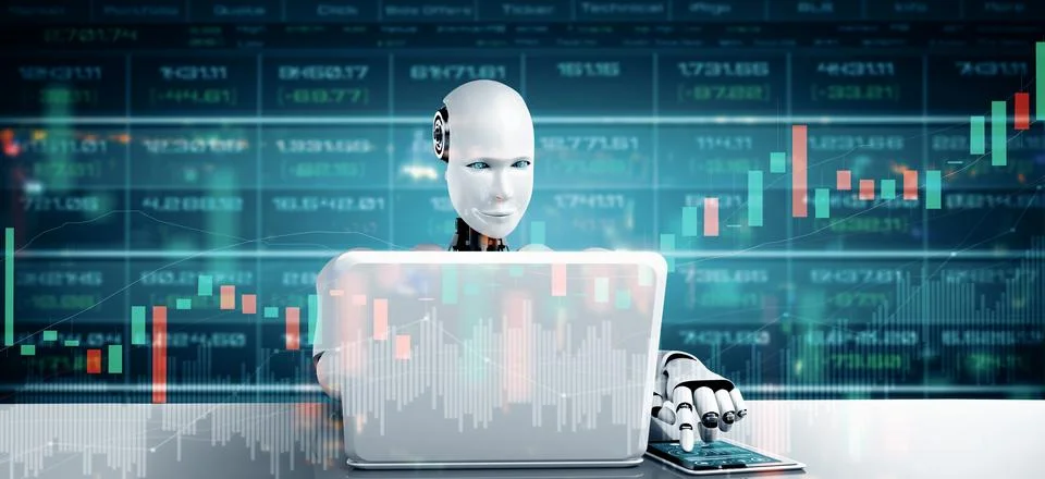 MLP Future financial technology controlled by AI robot using machine learning イラスト素材