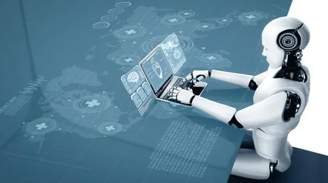 MLP Future medical technology controlled by AI robot using machine learning 스톡 일러스트
