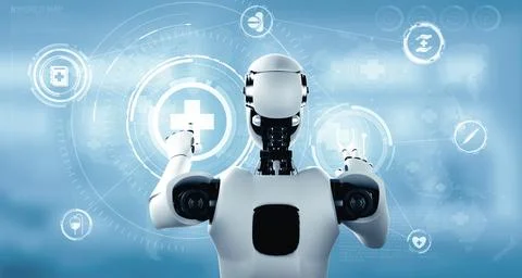 MLP Future medical technology controlled by AI robot using machine learning 스톡 일러스트