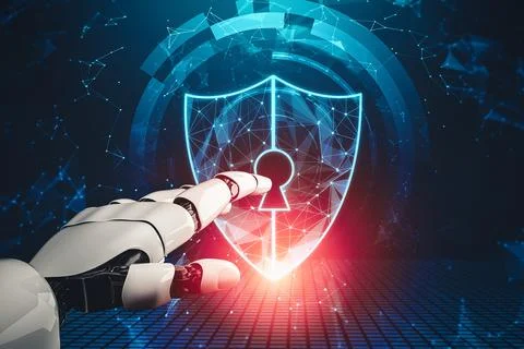 MLP Futuristic AI thinking of droid robot artificial intelligence concept Stock Illustration