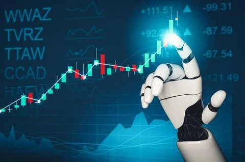 MLP Futuristic AI thinking of droid robot artificial intelligence concept Stock Illustration