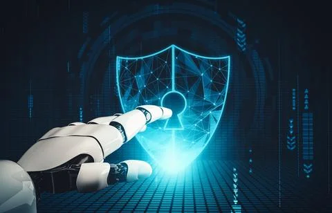 MLP Futuristic AI thinking of droid robot artificial intelligence concept Stock Illustration