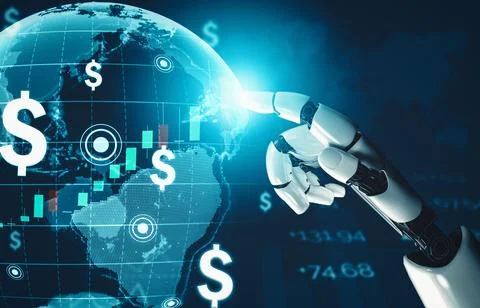 MLP Futuristic AI thinking of droid robot artificial intelligence concept Stock Illustration