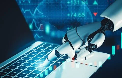 MLP Futuristic AI thinking of droid robot artificial intelligence concept Stock Illustration
