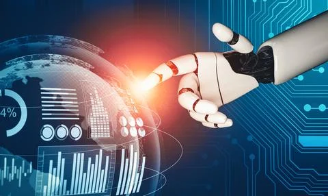 MLP Futuristic AI thinking of droid robot artificial intelligence concept Stock Illustration