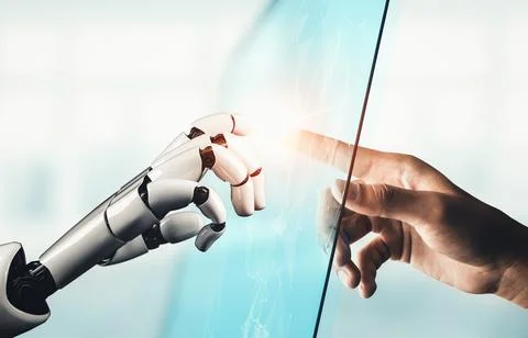 MLP Futuristic AI thinking of droid robot artificial intelligence concept Stock Illustration