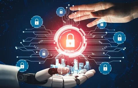 MLP Futuristic AI thinking of droid robot artificial intelligence concept Stock Illustration