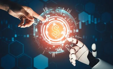 MLP Futuristic AI thinking of droid robot artificial intelligence concept Stock Illustration