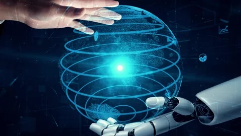 MLP Futuristic robot artificial intelligence enlightening AI technology concept Stock Footage 272256054