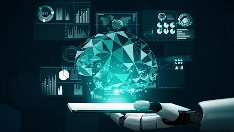 MLP Futuristic robot artificial intelligence revolutionary AI technology concept Vídeos de archivo 272288416