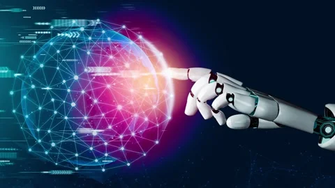 MLP Futuristic robot artificial intelligence revolutionary AI technology concept Stock Footage 272288627