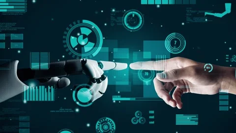 MLP Futuristic robot artificial intelligence revolutionary AI technology concept Stock Footage 272417064