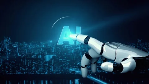 MLP Futuristic robot artificial intelligence enlightening AI technology concept Vídeos de archivo 273196493