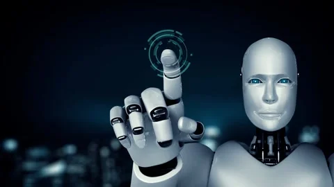 MLP Futuristic robot artificial intelligence enlightening AI technology concept Stock Footage 273283381