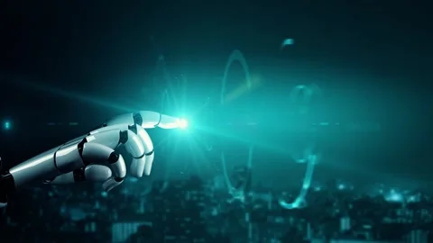 MLP Futuristic robot artificial intelligence enlightening AI technology concept Stock Footage 273514205