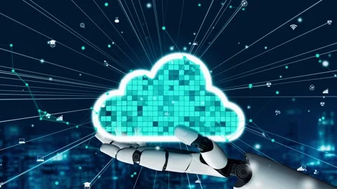 MLP Futuristic robot artificial intelligence revolutionary AI technology concept Video stock 273611455