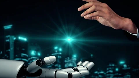 MLP Futuristic robot artificial intelligence enlightening AI technology concept Stock Footage 273736707