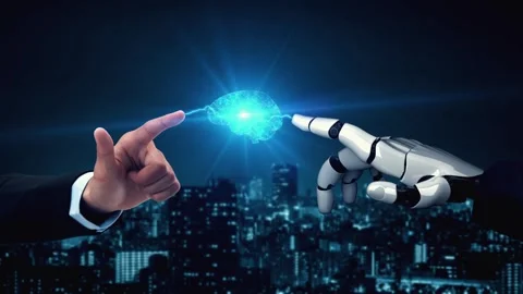 MLP Futuristic robot artificial intelligence enlightening AI technology concept Stock Footage 273939180