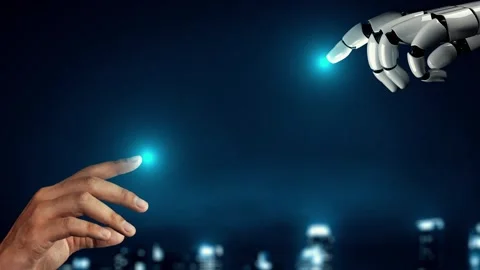 MLP Futuristic robot artificial intelligence enlightening AI technology concept Stock Footage 274123629