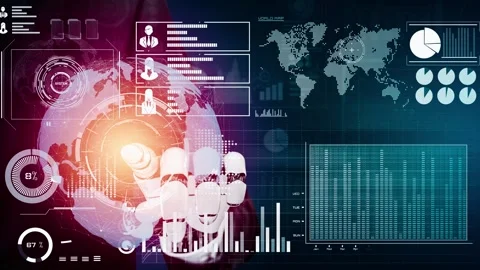 MLP Futuristic robot artificial intelligence revolutionary AI technology concept Vídeos de archivo 274331431