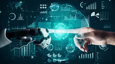 MLP Futuristic robot artificial intelligence revolutionary AI technology concept Stock Footage 274363594