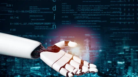 MLP Futuristic robot artificial intelligence revolutionary AI technology concept Stock Footage 274504381