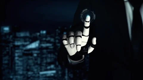 MLP Futuristic robot artificial intelligence enlightening AI technology concept Stock Footage 274672507