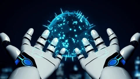 MLP Futuristic robot artificial intelligence enlightening AI technology concept Stock Footage 275229307