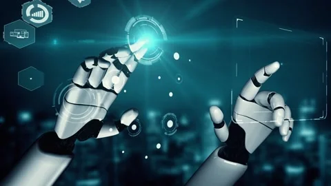 MLP Futuristic robot artificial intelligence enlightening AI technology concept Stock Footage 275485549