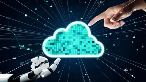 MLP Futuristic robot artificial intelligence revolutionary AI technology concept Stock Footage 275558934