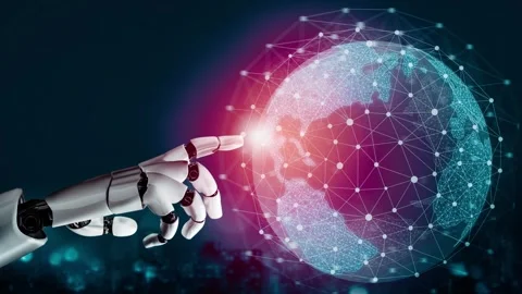 MLP Futuristic robot artificial intelligence revolutionary AI technology concept Vídeos de archivo 276438009